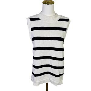 Sanctuary Sleeveless Boyfriend Knit Striped Sweater Vest US Womens L